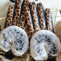 Guantes de piel estilo aristocrático leopardo sólido reputación sólida